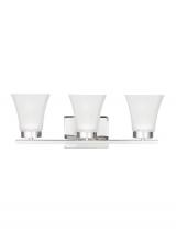 Seagull - Generation 4411603EN3-05 - Bayfield contemporary 3-light LED indoor dimmable bath vanity wall sconce in chrome silver finish wi