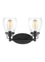 Seagull - Generation 4414502-112 - Belton transitional 2-light indoor dimmable bath vanity wall sconce in midnight black finish with cl