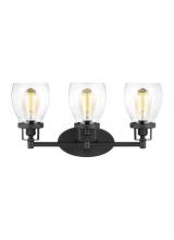 Seagull - Generation 4414503-112 - Belton transitional 3-light indoor dimmable bath vanity wall sconce in midnight black finish with cl