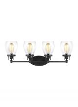 Seagull - Generation 4414504-112 - Belton transitional 4-light indoor dimmable bath vanity wall sconce in midnight black finish with cl