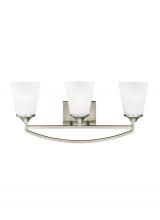 Seagull - Generation 4424503-962 - Hanford traditional 3-light indoor dimmable bath vanity wall sconce in brushed nickel silver finish