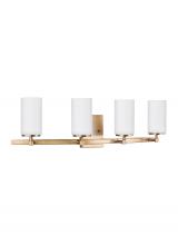 Seagull - Generation 4424604-848 - Alturas contemporary 4-light indoor dimmable bath vanity wall sconce in satin brass gold finish with