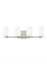 Seagull - Generation 4424604EN3-962 - Alturas contemporary 4-light LED indoor dimmable bath vanity wall sconce in brushed nickel silver fi