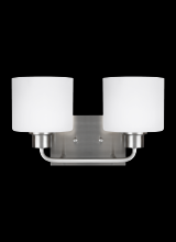 Seagull - Generation 4428802-962 - Canfield modern 2-light indoor dimmable bath vanity wall sconce in brushed nickel silver finish with