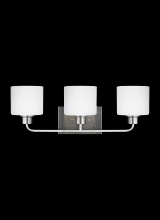 Seagull - Generation 4428803-962 - Canfield modern 3-light indoor dimmable bath vanity wall sconce in brushed nickel silver finish with