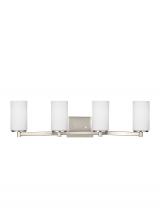 Seagull - Generation 4439104EN3-962 - Hettinger transitional 4-light LED indoor dimmable bath vanity wall sconce in brushed nickel silver