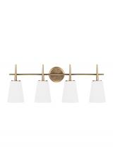 Seagull - Generation 4440404-848 - Driscoll contemporary 4-light indoor dimmable bath vanity wall sconce in satin brass gold finish wit