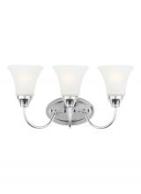 Seagull - Generation 44807-05 - Holman traditional 3-light indoor dimmable bath vanity wall sconce in chrome silver finish with sati