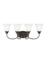 Seagull - Generation 44808-710 - Holman traditional 4-light indoor dimmable bath vanity wall sconce in bronze finish with satin etche