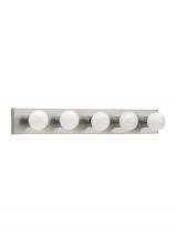 Seagull - Generation 4735-98 - Center Stage traditional 5-light indoor dimmable bath vanity wall sconce in brushed stainless silver