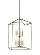 Seagull - Generation 5115008-848 - Perryton transitional 8-light indoor dimmable large ceiling pendant hanging chandelier light in sati