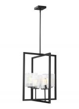 Seagull - Generation 5241504-112 - Mitte transitional 4-light indoor dimmable small ceiling pendant hanging chandelier light in midnigh