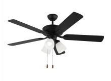 Seagull - Generation 5LD52MBKF - Linden 52 Inch Traditional Indoor Midnight Black LED Dimmable Dual Mount Hugger Ceiling Fan