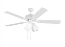 Seagull - Generation 5LD52RZWF - Linden 52 Inch Traditional Indoor Matte White LED Dimmable Dual Mount Hugger Ceiling Fan