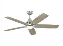 Seagull - Generation 5LWDR52BSLGD - Lowden 52" Dimmable Indoor/Outdoor Integrated LED Brushed Steel Ceiling Fan with Light Kit, Remo