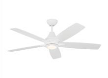 Seagull - Generation 5LWDR52RZWD - Lowden 52" Dimmable Indoor/Outdoor Integrated LED White Ceiling Fan with Light Kit, Remote Contr