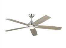 Seagull - Generation 5LWDSM60BSLGD - Lowden 60" Dimmable Indoor/Outdoor Integrated LED Brushed Steel Ceiling Fan with Light Kit