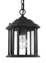 Seagull - Generation 60029-12 - Kent traditional 1-light outdoor exterior semi-flush convertible ceiling hanging pendant in black fi