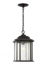 Seagull - Generation 60031-746 - Kent traditional 1-light outdoor exterior ceiling hanging pendant in oxford bronze finish with clear