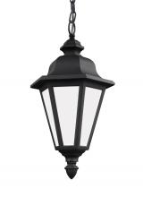 Seagull - Generation 69025-12 - Brentwood traditional 1-light outdoor exterior ceiling hanging pendant in black finish with smooth w