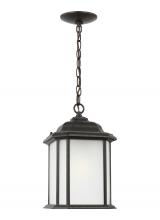 Seagull - Generation 60531-746 - Kent traditional 1-light outdoor exterior ceiling hanging pendant in oxford bronze finish with satin