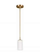 Seagull - Generation 6124601-848 - Alturas contemporary 1-light indoor dimmable ceiling hanging single pendant light in satin brass gol