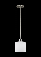 Seagull - Generation 6128801-962 - Canfield modern 1-light indoor dimmable ceiling hanging single pendant light in brushed nickel silve