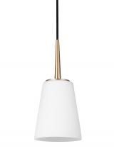 Seagull - Generation 6140401-848 - Driscoll contemporary 1-light indoor dimmable ceiling hanging single pendant light in satin brass go