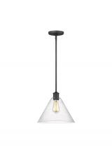 Seagull - Generation 6227801-112 - Belton transitional 1-light indoor dimmable ceiling hanging single pendant light in midnight black f