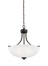 Seagull - Generation 6616503-710 - Geary transitional 3-light indoor dimmable ceiling pendant hanging chandelier pendant light in bronz