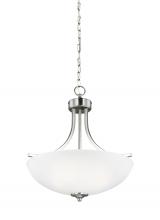 Seagull - Generation 6616503-962 - Geary transitional 3-light indoor dimmable ceiling pendant hanging chandelier pendant light in brush