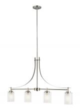 Seagull - Generation 6637304-962 - Elmwood Park traditional 4-light indoor dimmable linear ceiling chandelier pendant light in brushed