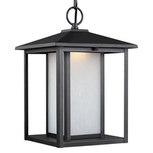 Seagull - Generation 6902997S-12 - Hunnington contemporary 1-light outdoor exterior led outdoor pendant in black finish with etched see