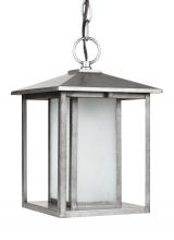 Seagull - Generation 69029-57 - Hunnington contemporary 1-light outdoor exterior pendant in weathered pewter grey finish with undefi