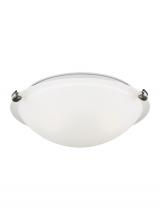 Seagull - Generation 7543502-962 - Clip Ceiling transitional 2-light indoor dimmable flush mount in brushed nickel silver finish with s