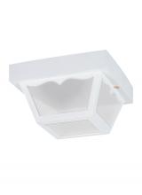 Seagull - Generation 7567-15 - Outdoor Ceiling traditional 1-light outdoor exterior ceiling flush mount in white finish with clear