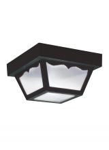 Seagull - Generation 7567-32 - Outdoor Ceiling traditional 1-light outdoor exterior ceiling flush mount in black finish with clear