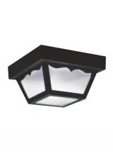 Seagull - Generation 7567EN3-32 - Outdoor Ceiling traditional 1-light LED outdoor exterior ceiling flush mount in black finish with cl