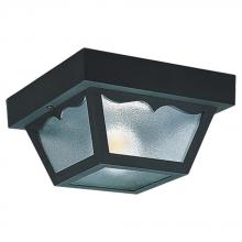Seagull - Generation 7569-32 - Outdoor Ceiling traditional 2-light outdoor exterior ceiling flush mount in black finish with clear