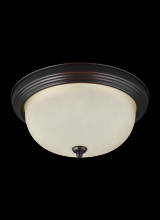 Seagull - Generation 77063-710 - Geary transitional 1-light indoor dimmable ceiling flush mount fixture in bronze finish with amber s