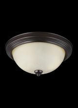 Seagull - Generation 77064-710 - Geary transitional 2-light indoor dimmable ceiling flush mount fixture in bronze finish with amber s