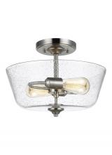 Seagull - Generation 7714502-962 - Belton transitional 2-light indoor dimmable ceiling semi-flush mount in brushed nickel silver finish