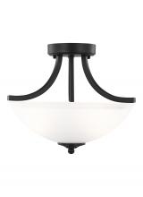 Seagull - Generation 7716502-112 - Geary transitional 2-light indoor dimmable ceiling flush mount fixture in midnight black finish with