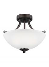 Seagull - Generation 7716502-710 - Geary transitional 2-light indoor dimmable ceiling flush mount fixture in bronze finish with satin e