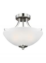 Seagull - Generation 7716502-962 - Geary transitional 2-light indoor dimmable ceiling flush mount fixture in brushed nickel silver fini