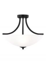 Seagull - Generation 7716503-112 - Geary transitional 3-light indoor dimmable ceiling flush mount fixture in midnight black finish with