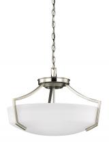 Seagull - Generation 7724503-962 - Hanford traditional 3-light indoor dimmable ceiling flush mount in brushed nickel silver finish with