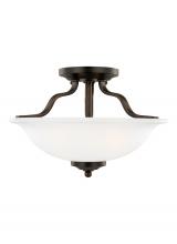 Seagull - Generation 7739002-710 - Emmons traditional 2-light indoor dimmable ceiling semi-flush mount in bronze finish with satin etch