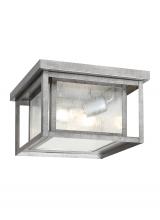 Seagull - Generation 78027-57 - Hunnington contemporary 2-light outdoor exterior ceiling flush mount in weathered pewter grey finish