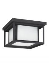 Seagull - Generation 7903997S-12 - Hunnington contemporary 1-light outdoor exterior led outdoor ceiling flush mount in black finish wit